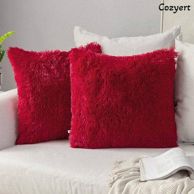 Cozyert Microfibre Solid Cushion Pack of 2(Red)