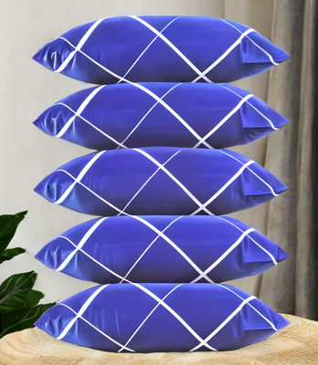 LIPONOS LUXURY Polyester Fibre Solid Sleeping Pillow Pack of 5(Blue)