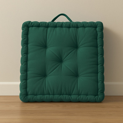 maatrikaa Square-Tatami Cushion for Meditation, Reading, Sitting Room(18x18 Inch) Cotton Solid Floor Cushion Pack of 1(Green)