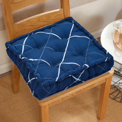 RUSTIC LINEN Cotton Stripes Chair Pad Pack of 1(Blue)