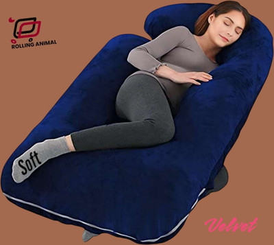 Rolling Animal Polyester Fibre Solid Pregnancy Pillow Pack of 1(Blue)
