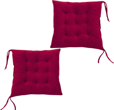 maatrikaa Cotton Chair Pad Pack of 2 Solid Soft & Comfortable Cotton Chair Cushion Pad(Maroon)