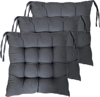 Barbican Microfibre Solid Chair Pad Pack of 3(Grey)