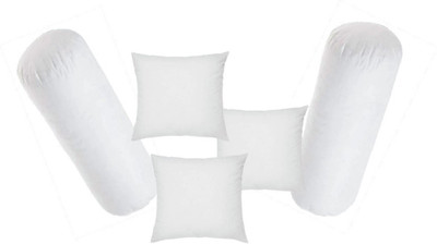GTX Combo Set Of 3 Cushions & 2 Microfibre Solid Bolster Pack of 5(White)