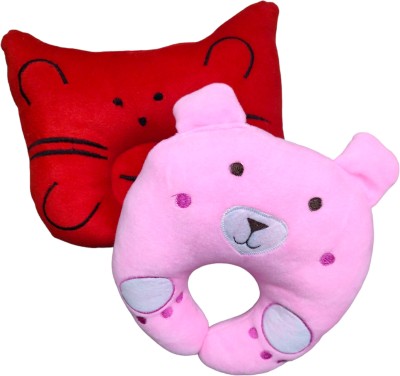 MeeZone Microfibre Animals Baby Pillow Pack of 2(Pink, Red)