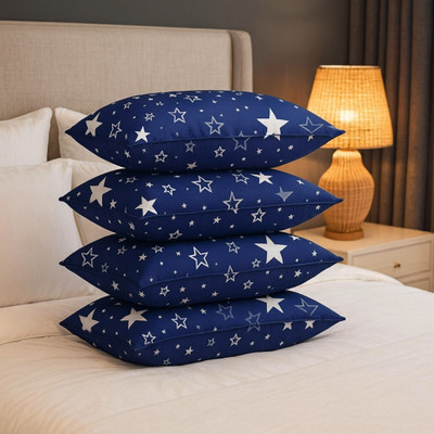 STOMIA STOMIA Polyester Fibre Abstract Sleeping Pillow Pack of 4(Blue)