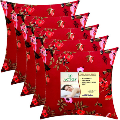 ACTOS Microfibre Floral Cushion Pack of 5(Maroon)