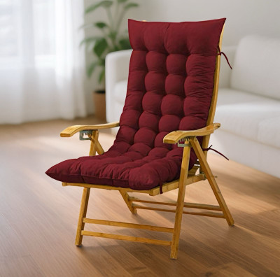 SOFT SNOOZE Microfibre Chair Pad Pack of 1 Solid Soft Luxury(Maroon)