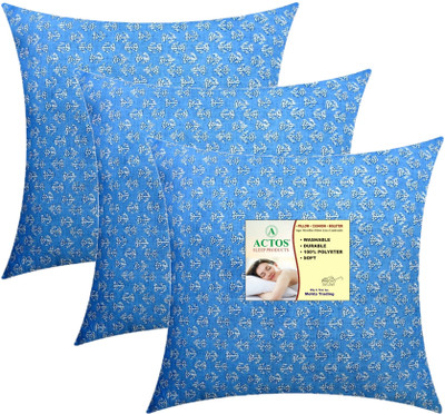 ACTOS Microfibre Floral Cushion Pack of 3(Light Blue)