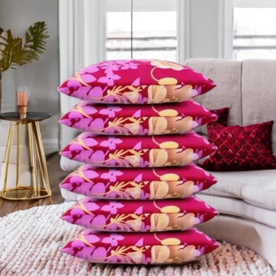 CATHROL Microfibre Abstract Sleeping Pillow Pack of 6(Pink)