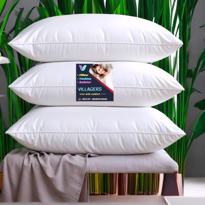 VILLAGERS LUXURY Polyester Fibre Abstract Sleeping Pillow Pack of 3(White)