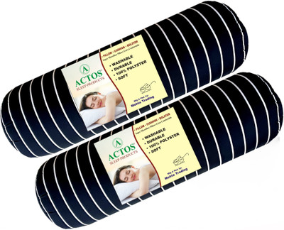 ACTOS Microfibre Bolster Pack of 2 Stripes(Black)
