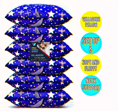 NKSNIMYSTORE SOFT Polyester Fibre Abstract Sleeping Pillow Pack of 6(Blue)