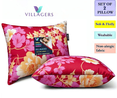 VILLAGERS LUXURY Microfibre Abstract Sleeping Pillow Pack of 2(Pink)