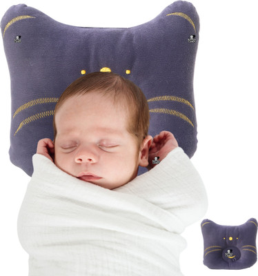 Kotton Candy Cat Velvet, Baby Head Shaping Takiya Soft Pillow Newborn Polyester Fibre Toons & Characters Baby Pillow Pack of 1(Grey)