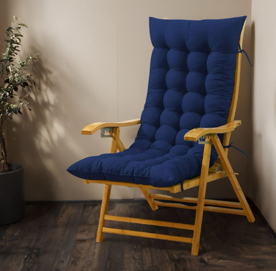 SOFT SNOOZE Microfibre Chair Pad Pack of 1 Solid Soft(Blue)