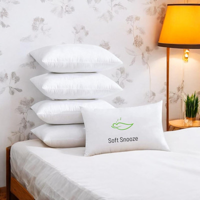 SOFT SNOOZE Microfibre Sleeping Pillow Pack of 5 Solid Luxury(White)