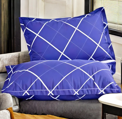 LIPONOS LUXURY Polyester Fibre Solid Sleeping Pillow Pack of 2(Blue)