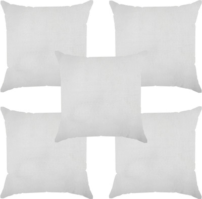 FLORAom Polyester Fibre Cushion Pack of 5 Solid(White)