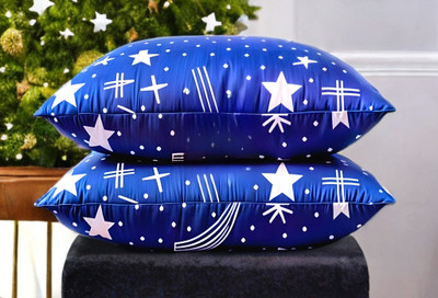 YPOLOIPO LUXURY Polyester Fibre Abstract Sleeping Pillow Pack of 2(Blue)