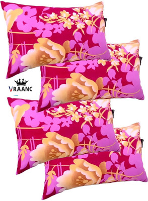 vraanc Luxury Polyester Fibre Abstract Sleeping Pillow Pack of 4(Pink)