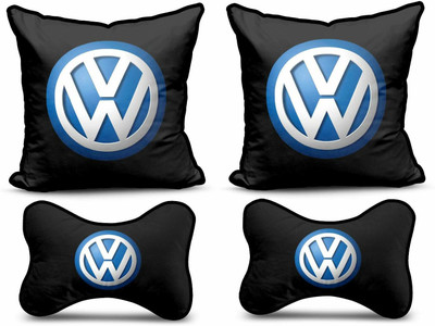 softlyf Microfibre Cushion Pack of 4 Solid Car Cushion And Head Rest Pillow For Pain Relief Cervical, Back And Neck Support(Black)