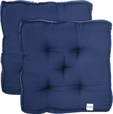 HOMESTIC by Kuber Industries Microfibre Solid Chair Pad Pack of 2(Navy Blue)