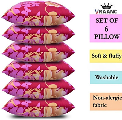 vraanc Luxury Cotton Solid Sleeping Pillow Pack of 6(Pink)
