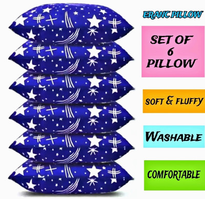 GOGA BLUE PRINT Microfibre Abstract Sleeping Pillow Pack of 6(Blue)