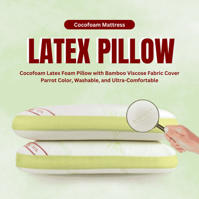 Cocofoam Ultra-Soft Latex Pillow | Premium Pillow | Soft, Supportive | Breathable Design Latex Solid Sleeping Pillow Pack of 2(White)