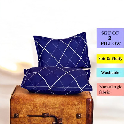 Cozy Palace Luxury Microfibre Solid Sleeping Pillow Pack of 2(Blue)