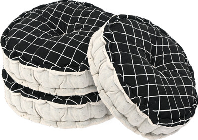 KUBER INDUSTRIES Microfibre Solid Chair Pad Pack of 3(Black)