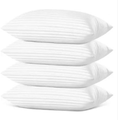 OrkaSleep Everyday Luxurious Microfiber Quilted Polyester Fibre 24x16 inch Microfibre Solid Sleeping Pillow Pack of 4(White)