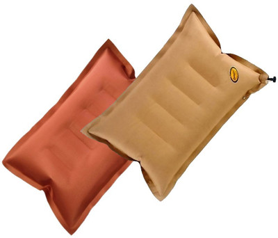 DUCKBACK Pillow Air Solid Travel Pillow Pack of 2(Khaki-Fuchsia)
