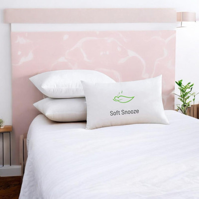 SOFT SNOOZE Microfibre Solid Sleeping Pillow Pack of 3(White)