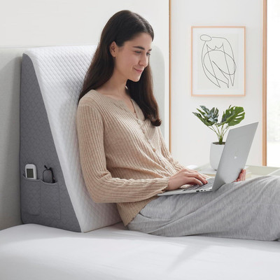 araami Orthopaedic Bed Wedge Memory Foam Grade Firm Pillow Sleeping Snoring Surgery Memory Foam Solid Body Pillow Pack of 1(White, Grey)