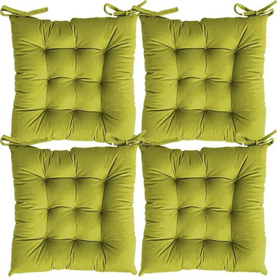RAMESHTH Cotton Solid Chair Pad Pack of 1(Green)