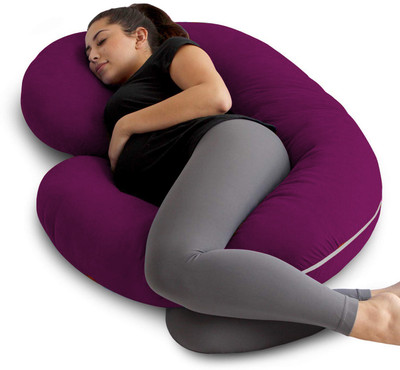 Daddy Cool Microfibre Solid Pregnancy Pillow Pack of 1(Wine)