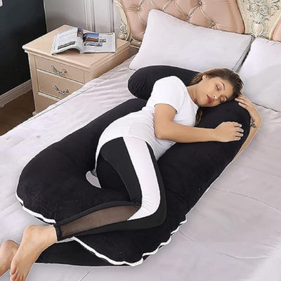 WILD MINT J SHAPE Microfibre Solid Body Pillow Pack of 1(Black)