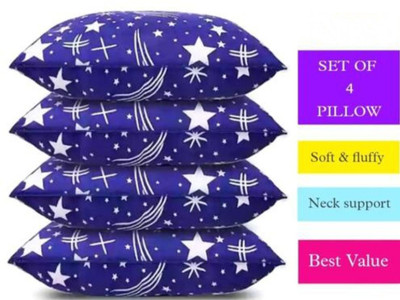 Urmila Creation LUXURY Polyester Fibre Abstract Sleeping Pillow Pack of 4(Blue)