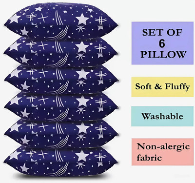 vraanc Luxury Polyester Fibre Abstract Sleeping Pillow Pack of 6(Blue)