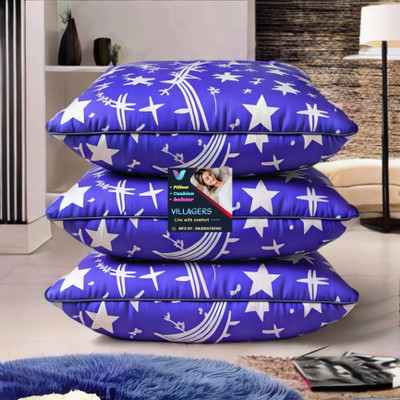 Tecsun COMFORT Microfibre Abstract Sleeping Pillow Pack of 3(Blue)
