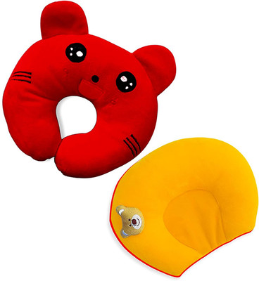 Baby Desire Cotton, Mustard Seeds Baby Pillow Pack of 2 Animals(Red - Yellow)