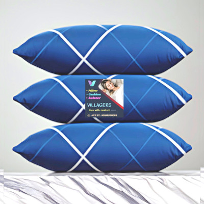 Tecsun LUXURY Microfibre Abstract Sleeping Pillow Pack of 3(Blue)