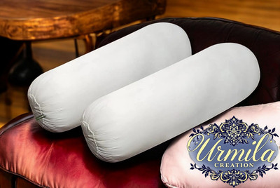 Urmila Creation Round Microfibre Solid Bolster Pack of 2(White)