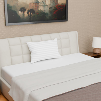 KUBER INDUSTRIES Microfibre Stripes Sleeping Pillow Pack of 1(White)