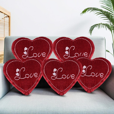 KUBER INDUSTRIES Microfibre Abstract Cushion Pack of 5(Red)