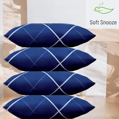 SOFT SNOOZE Soft Luxury Microfibre Abstract Sleeping Pillow Pack of 4(Blue)