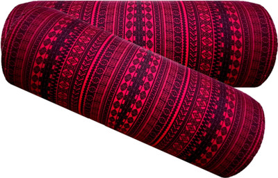 GKM Microfibre Abstract Sleeping Pillow Pack of 2(Maroon, Black)