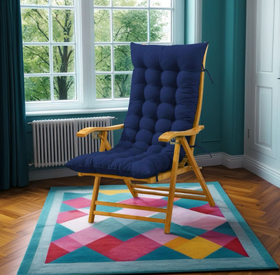 SOFT SNOOZE Microfibre Chair Pad Pack of 1 Solid Soft(Blue)